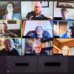 Mystery Lovers book club members are seen in a grid of Zoom windows.