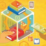 Graphic representing a library's catalog software system.